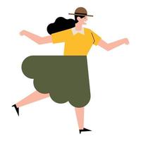 granjero mujer bailando personaje vector