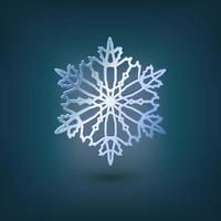 3d snowflake graphic icon with flickering light. A single isolated object. Vector illustration