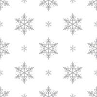 Seamless pattern of gray snowflakes on a white background. Vector Illustration. EPS10