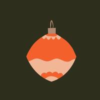 juguete para la decoración del árbol de navidad. bolas de año nuevo. ilustración vectorial en dibujos animados y estilo escandinavo aislado sobre fondo negro vector