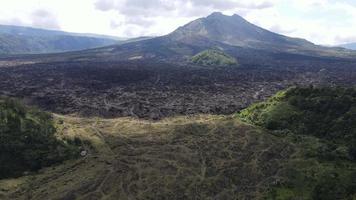 Aerial view of lava field from Mount Batur in Bali video