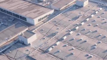 Aerial view of a flat roof with equipment. video