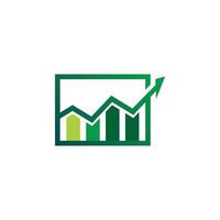 square green arrow chart logo design vector