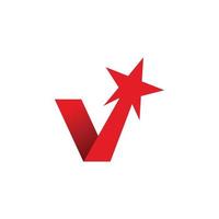 letter v star logo design vector