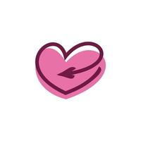 love heart arrow logo design vector