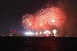 Fireworks over Bosphorus Strait photo