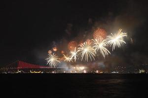 Fireworks over Bosphorus Strait photo