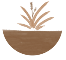 plant on ground boho style earth tone circle png