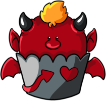 diable dessin animé halloween cupcake coloré png