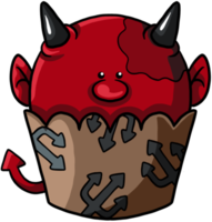 diable dessin animé halloween cupcake coloré png