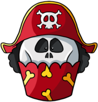 crâne pirate squelette dessin animé halloween cupcake coloré png