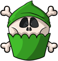 cranio pirata scheletro cartone animato Halloween Cupcake colorato png