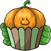 citrouille dessin animé halloween cupcake coloré png