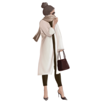 garota de casaco com um lenço na rua png