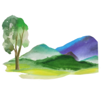 mountains, hills watercolor illustration png