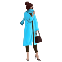 girl in a coat with a scarf on the street png