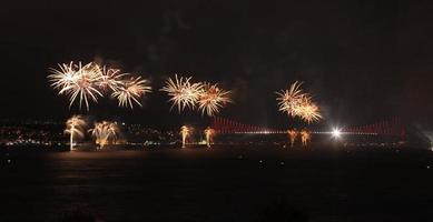 Fireworks over Bosphorus Strait photo