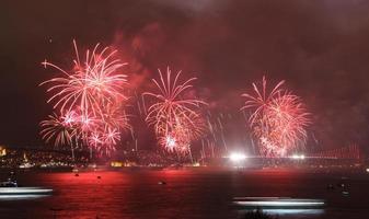 Fireworks over Bosphorus Strait photo