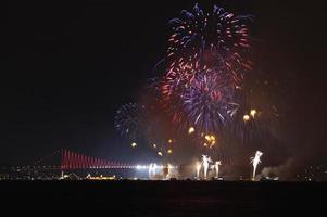 Fireworks over Bosphorus Strait photo