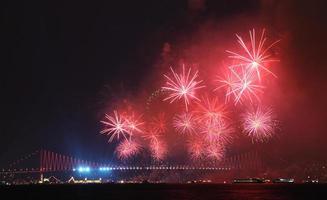 Fireworks over Bosphorus Strait photo