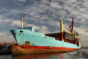 Cargo Ship in port photo