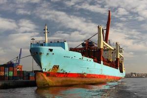 Container Ship in port photo