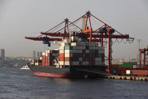 Container Ship in port photo