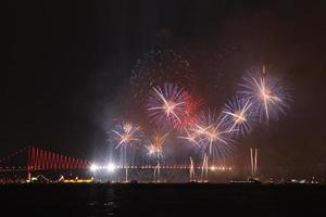 Fireworks over Bosphorus Strait photo