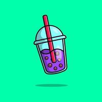 Boba Milk Tea Cartoon Vector Icon Illustration. Flat Cartoon Concept