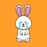 Cute Rabbit Crying Cartoon Vector Icon Illustration. Flat Cartoon Concept