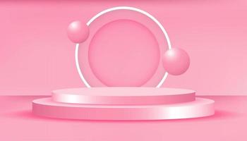 realistic 3d pink pastel podium vector