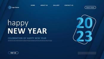 celebration of happy new year 2023 for landing page template design vector