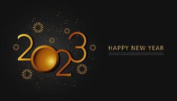 celebration of happy new year 2023 with black background vector