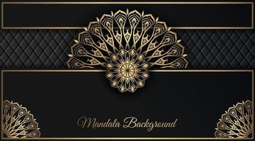 black background  with gold mandala ornament vector