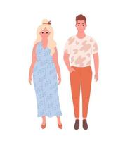 Modern young couple of caucasian woman and man in casual outfit. Stylish fashionable look vector