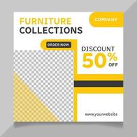 Interior furniture collection sale social media post template vector