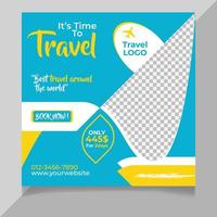 Traveling social media post template vector