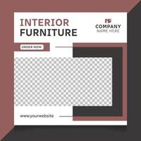 Interior furniture collection sale social media post template vector