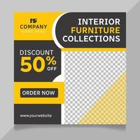 Interior furniture collection sale social media post template vector