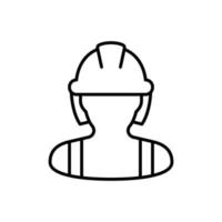 icono de trabajador de la construcción femenina. mano de obra, constructor, empleado, concepto de casco. estilo de esquema simple. ilustración de diseño vectorial de línea delgada aislada sobre fondo blanco. eps 10. vector