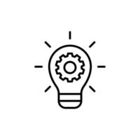 Innovation icon. Simple outline style. Light bulb and cog inside, gear, idea, solution concept. Thin line vector illustration isolated on white background. EPS 10.