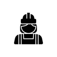 Female construction worker icon. Labor, builder, employee, hardhat concept. Simple solid style. Glyph vector design illustration isolated on white background. EPS 10.