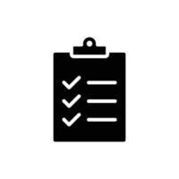 Clipboard checklist icon. Simple solid style. Document with checkmark, business agreement concept. Glyph vector illustration isolated on white background. EPS 10.