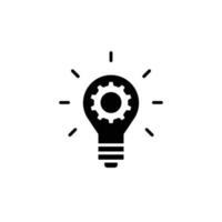 Innovation icon. Simple solid style. Light bulb and cog inside, gear, idea, solution concept. Glyph vector illustration isolated on white background. EPS 10.