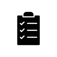 Clipboard checklist icon. Simple solid style. Document with checkmark, business agreement concept. Glyph vector illustration isolated on white background. EPS 10.