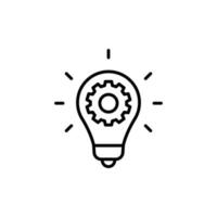 Innovation icon. Simple outline style. Light bulb and cog inside, gear, idea, solution concept. Thin line vector illustration isolated on white background. EPS 10.