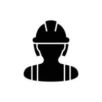 Female construction worker icon. Labor, builder, employee, hardhat concept. Simple solid style. Glyph vector design illustration isolated on white background. EPS 10.