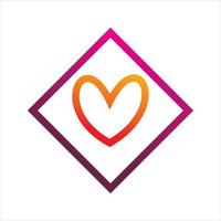 diseño de logotipo de diamante de línea de amor vector