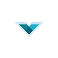 blue diamond letter v logo design vector