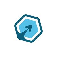 blue hexagon arrow logo design vector